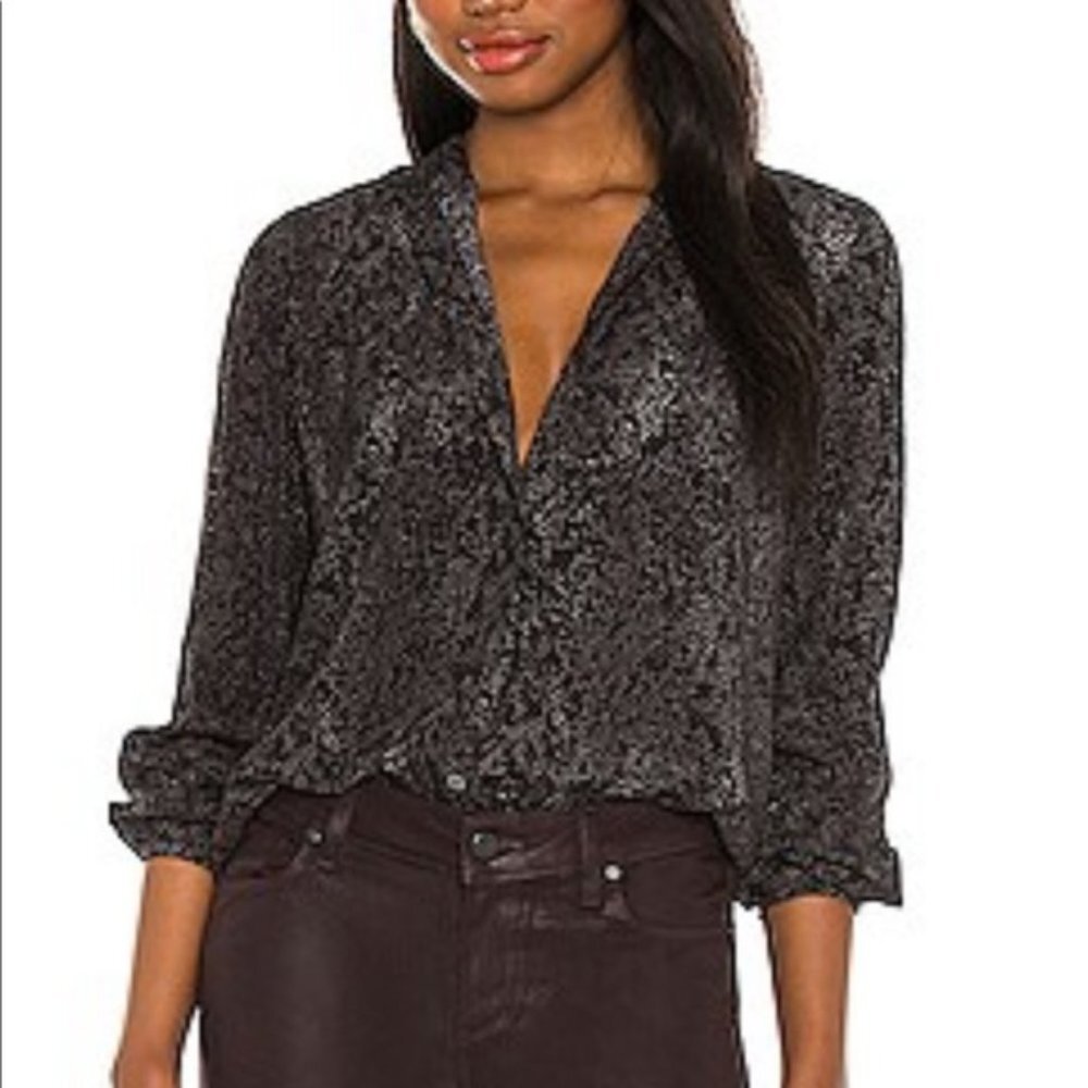Rails Eloise Slate Python Button Front Blouse‎ Size X Small